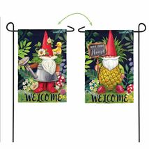 Gnomes in the Garden Suede Garden Flag,-2 Sided Message, 12.5" x 18" - $22.00
