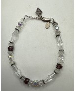 Vintage Sterling Silver Bracelet IBD 7-8” Crystal Bead Signed Tag - $41.02 CAD