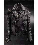 New Women&#39;s Black Studded Metallic  Pretty Design Biker Real Leather Jac... - $499.99