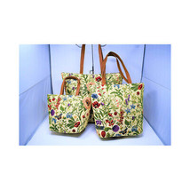Tapestry 3 Piece Tote Bag Set Floral Pattern with Ladybugs Top Handle Mega Bag - £85.66 GBP