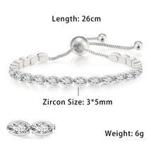 Oval Tennis Bracelets for Women Korean Fashion Gold Adjustable Iced Out  Zircon  - £11.18 GBP