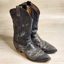 Tony Lama Rare Exotic Boots 6874 Western Cowboy Leather Black Gray Size 10 - $168.19