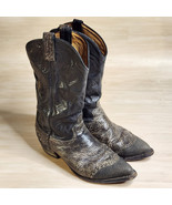 Tony Lama Rare Exotic Boots 6874 Western Cowboy Leather Black Gray Size 10 - €146,06 EUR