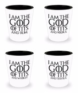 God of Tits &amp; Wine Game of Throne Tyrion Quote Spoof SET 4 Shot Glasses ... - £35.66 GBP