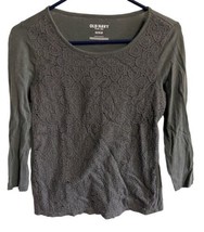 Old Navy Womens Size XS Lace Front Dark Gray Long Sleeved T shirt - $10.73