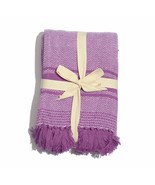 Purple &amp; White 100% Cotton Throw (50x60 in) Brand New in Plastic With Bo... - £17.33 GBP