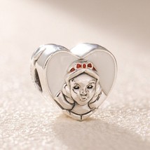 925 Sterling Silver Disney Snow White Portrait Clip Charm With Mixed Enamel  - £12.96 GBP
