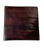 Vintage Eel Skin Leather Wallet Dark Brown Bifold Glossy Slim Minimalist... - $22.50