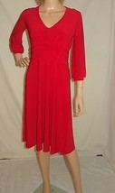 Designer Nife 3/4 Sleeve v neck red Dress Size large NEW - £66.52 GBP