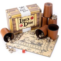 Brybelly Liar&#39;s Dice Game Set - Classic Family Bluffing Game - Treasure Chest In - £43.48 GBP