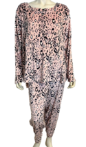 Carole Hochman Pink Animal Print LS  Round Neck Long Pant Fleece Set P2X - $28.49