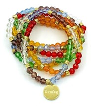 Multi Color Glass Bead Multiple Strand Stretch Bracelets JE Evolve Charm - $21.78