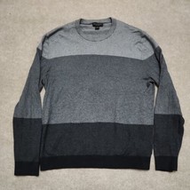Banana Republic Sweater Mens XL Gray Color Block Silk Cashmere Blend Cre... - $24.62