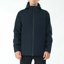 Men&#39;S Waterproof Rain Jacket Windproof Hooded Raincoat Shell W/Cuff Black - £51.95 GBP