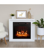 18&quot; Electric Fireplace Freestanding &amp; Wall-Mounted Heater Log Flame Remote - £161.43 GBP