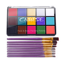 Face Body Paint Set 15 Colors Painting Palette Makeup Kit with 10 Artist... - $17.64