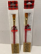 PLAID Set 2 Red Oil & Water Based Flat Gold Nylon Paint Brushes 12 Flat 42731 - $8.42