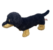 Aurora Realistic Dachshund Weiner Dog Plush 16 inch Black Tan Shorthaired - £12.21 GBP