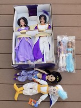 Disney Jasmine & Aladdin Porcelain/Plastic/Plush Dolls + Tuffet Stool Music Lot - $247.50