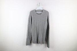 Vintage 90s Streetwear Mens Small Blank Chunky Cable Knit Sweater Gray Cotton - £39.52 GBP