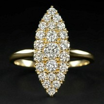 2.3CT Simulé Cluster Diamant Vintage Mariage Bague Argent Plaqué or Jaune - £100.42 GBP