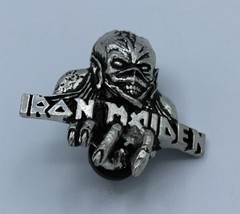 Iron Maiden Pin Brooch English Pewter Alchemy Poker Vintage 1998 - £28.18 GBP