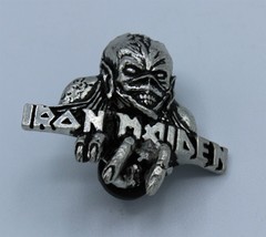 Iron Maiden Pin Brooch English Pewter Alchemy Poker Vintage 1998 - £28.13 GBP