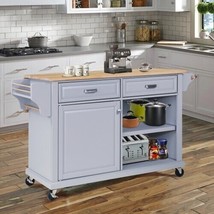 Cambridge Natural Wood Top Kitchen Island with Storage - £328.11 GBP