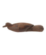 Small Hand Carved Ebony Duck Figurine Highly Detailed 5.5 Inches Long - $16.97 CAD