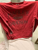 Red Long Sleeve Harley Davidson Shirt Size L  - $24.75