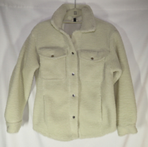 Size XS/S, Divided By H&amp;M Cream Faux Shearling Jacket, Snap Front, Pockets - £23.53 GBP