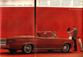1964 Pontiac Le Mans Sunfire Red Convertible Centerfold Vintage Car Print Ad b8 - £19.22 GBP