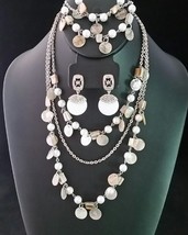 Coldwater Creek Jewelry Set-Mother Of Pearl And Faux Pearls Necklace Bracelet + - £39.26 GBP