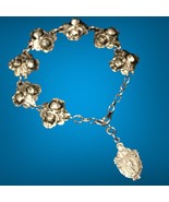 Antique  Sterling Silver Double Rose Flower Saints Catholic Religious Br... - €127,43 EUR