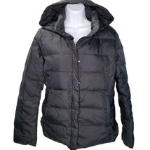 Eileen Fisher Down Feather Puffer Jacket Womens Small Black Coat Hood In... - $98.99