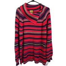 NEW Ruby Rd. Sweater Size 1X Knit Striped Multicolor Pink Red Black Metallic Top - £24.80 GBP