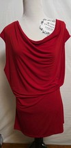 Tahari Cowl Neck Red Sleeveless Blouse Top Size Large Tunic - $18.95