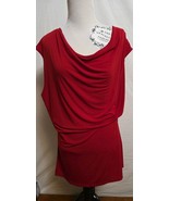 Tahari Cowl Neck Red Sleeveless Blouse Top Size Large Tunic - $349.22 MXN