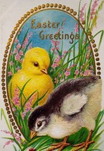 Easter Postcard Baby Chicks Stecher Embossed Vintage 1914 Original Antique - £4.99 GBP