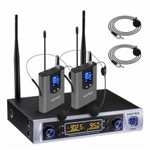Uhf Dual Wireless Microphone System With Lapel Lavalier And Headset Microphones  - £136.68 GBP