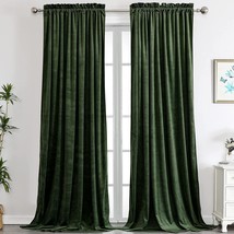 Benedeco Green Velvet Curtains For Bedroom Window, Super Soft Luxury, 2 Panels - £40.32 GBP