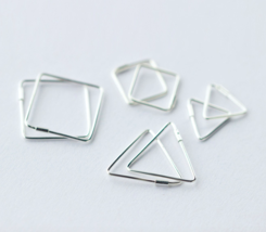 925 sterling silver Earrings squares Triangle Shape ear hook loop hoop earrings - £5.89 GBP+