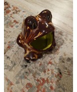 Vintage MCM 70&#39;s Ceramic Speckle Drip Glaze Big Mouth Frog Sponge Holder - $14.03