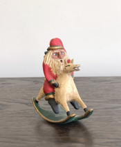 1994 Jauquet Roman Inc Santa on Rocking Horse Prim Folk Art Christmas Decor - £46.75 GBP