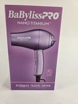 NEW Babyliss Pro Nano Titanium Travel Purple Hair Dryer Foldable Handle 2 Speed - £42.16 GBP