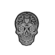 Day of the Dead Sugar Skull 1-1/2&quot; Heavy Pewter Biker Jacket Pin - £11.25 GBP