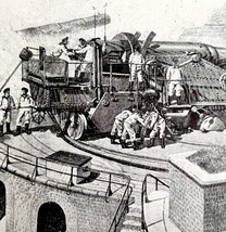Land Battery Revolving Gun Victorian 1898 Print Cuba&#39;s Freedom Spanish W... - $549.97 MXN