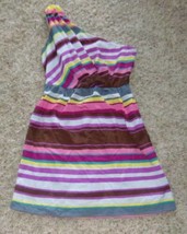 Womens Dress Lily Rose Purple Brown Multi Striped One Shoulder Sun Dress... - £8.70 GBP