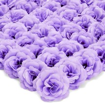 50 Pack Light Purple Roses Artificial Flowers Bulk, 3&quot; Stemless Fake Silk Roses - £26.66 GBP
