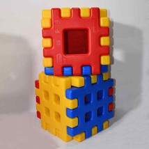 Vtg Little Tikes Large Big 14” Waffle Block 12 Piece Set Red Yellow Blue... - $74.25